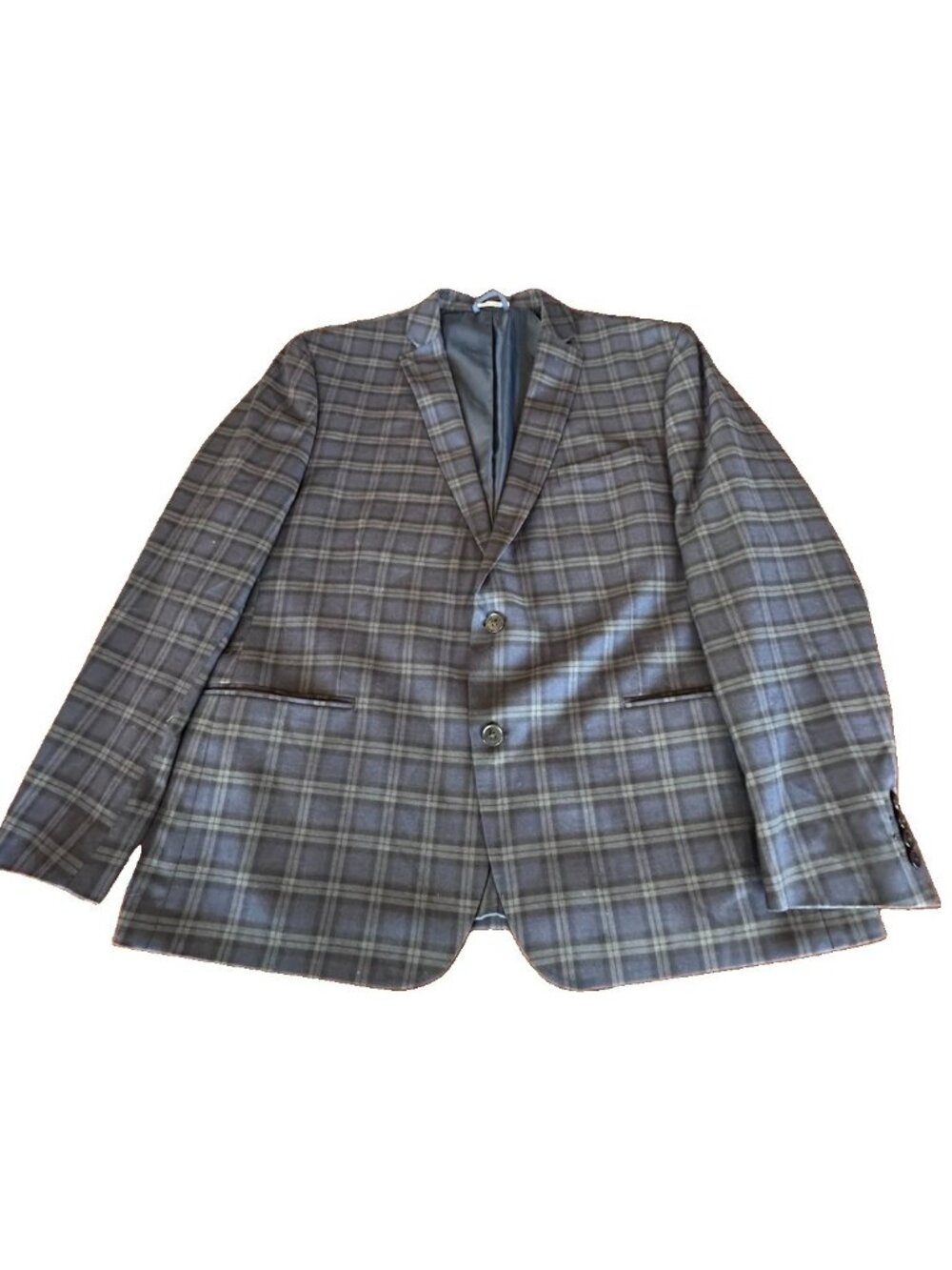 Bar III Men’s Slim Fit Blue Plaid  Blazer 48R Two Button Sport Coat